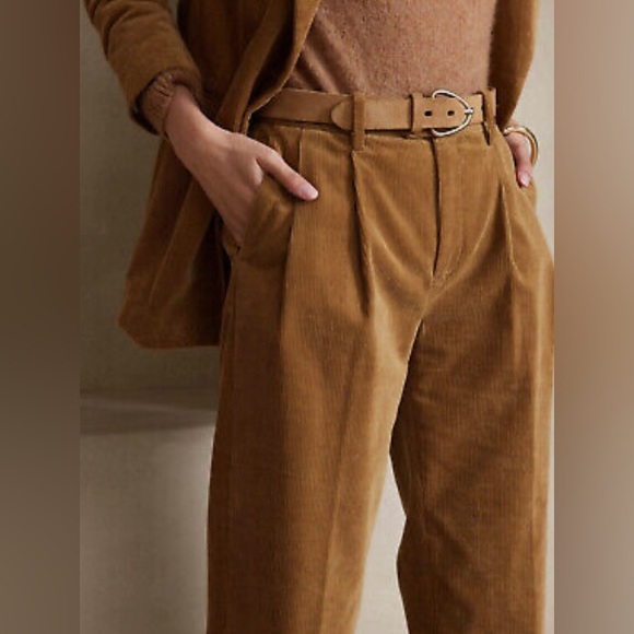 Banana Republic RIVOLI PLEATED CORDUROY PANT - Vicuna Brown size 12s - Picture 3 of 8